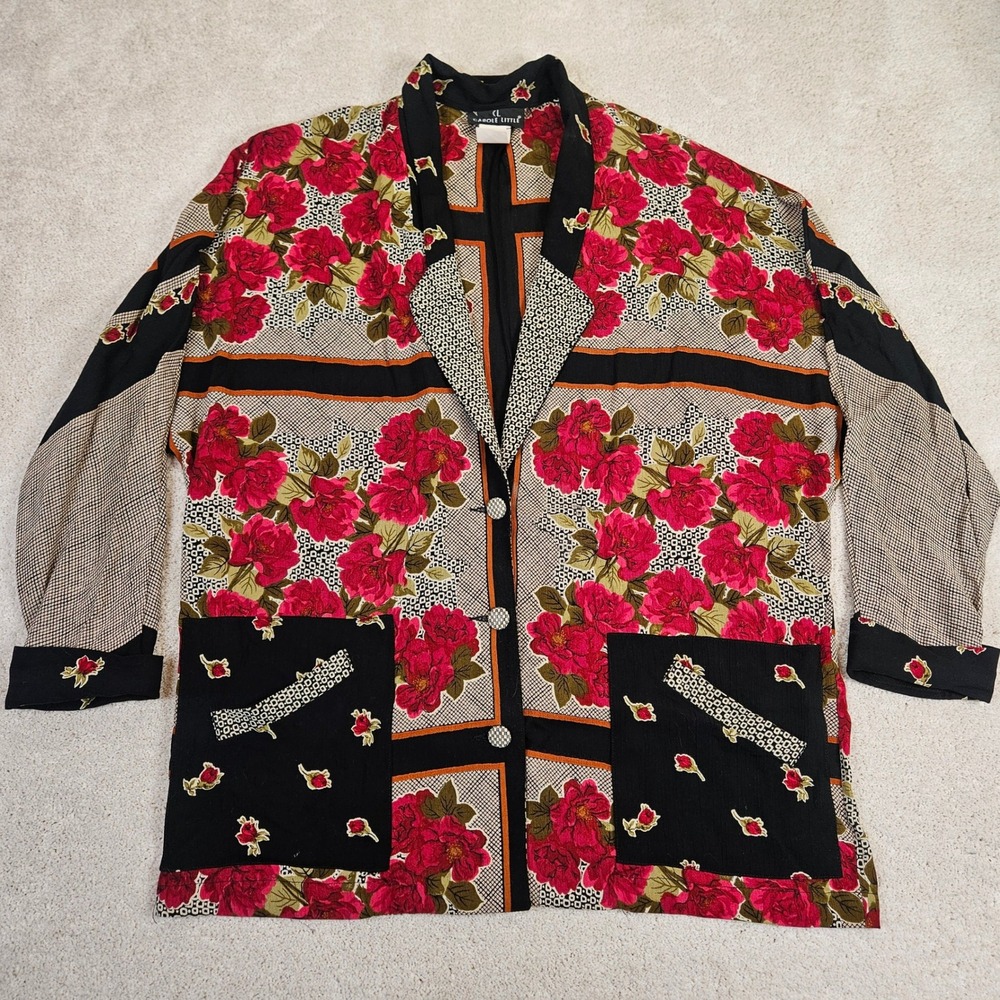 VTG Women's Carole Little‎ Floral Tapestry Blazer Jacket Size 14 Oversized Artsy